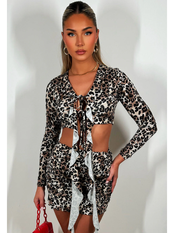 Skirt And Top Set Festival Outfit With Frill Detail Leopard Print Looking Good Boutique