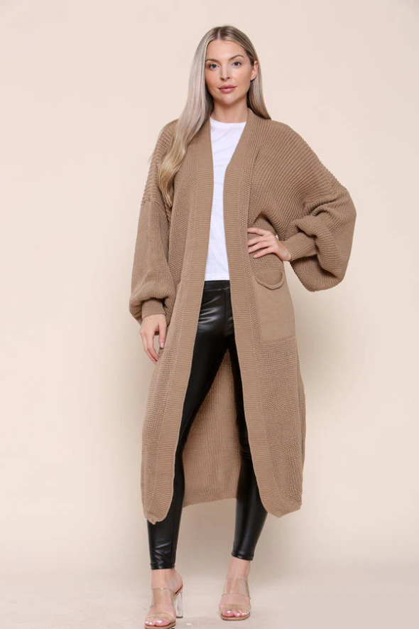 ★Na*★ichi Knit Long Cardigan / MOCHA Oversize Longline Knitted Cardigan Mocha – Looking Good Boutique