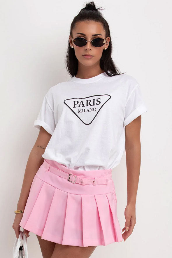 Pleated Mini Skorts pink Looking Good Boutique