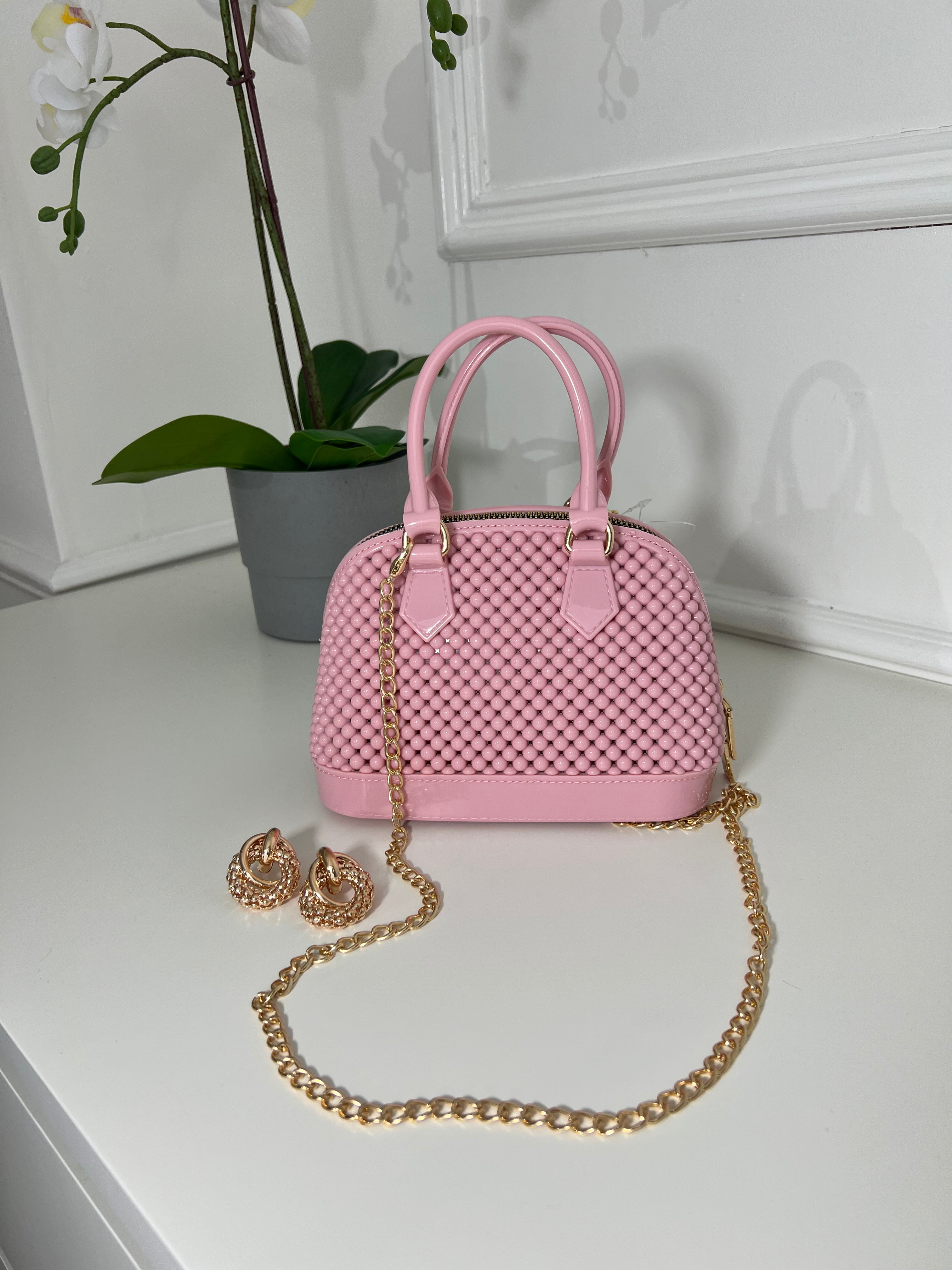 PINK DOTTED RUBBER HANDBAG Looking Good Boutique