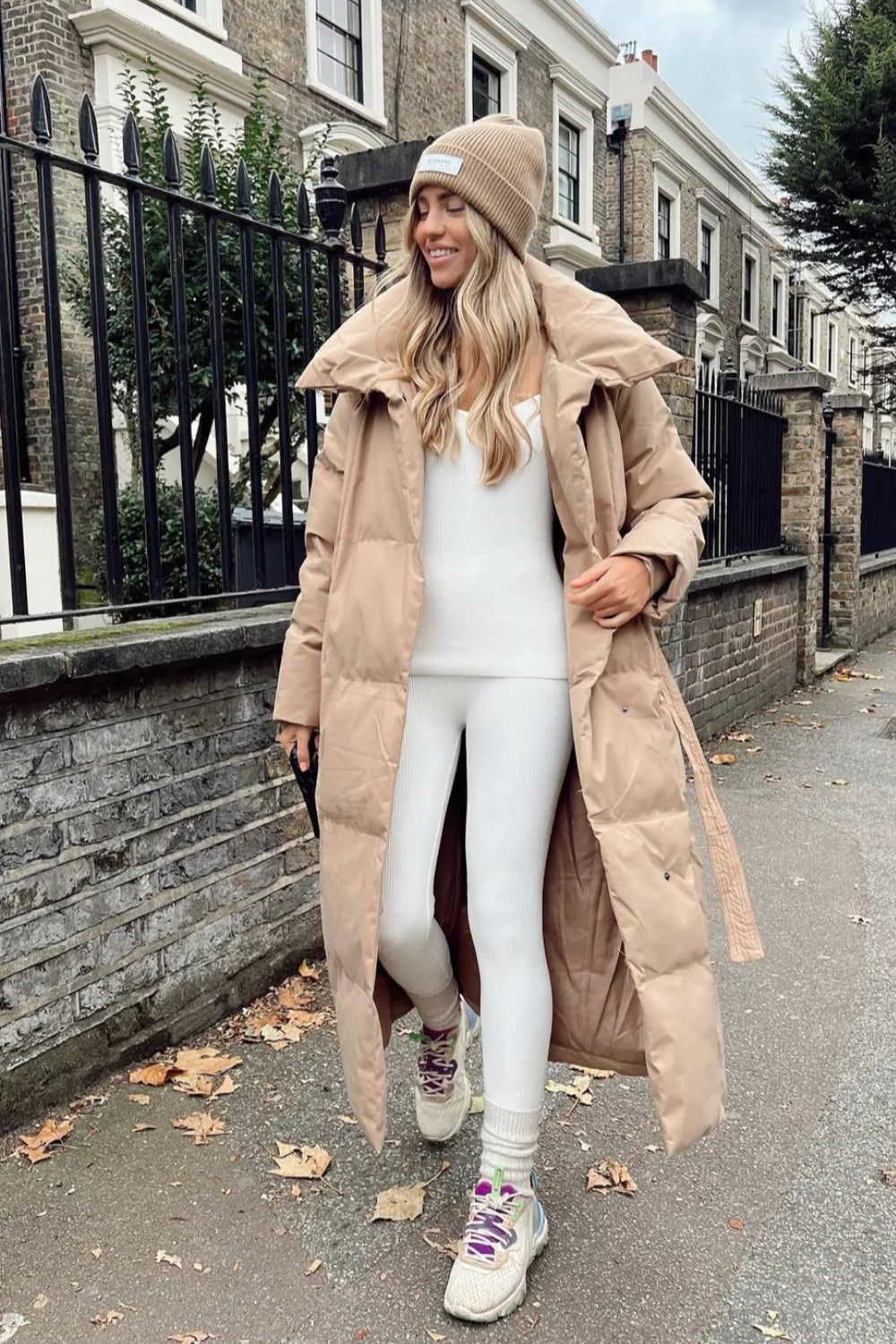 Camel top padded coat