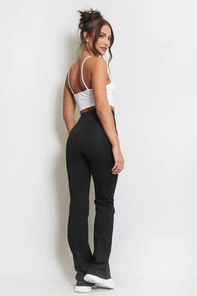 Elasticated Waist Flare Trouser - Black