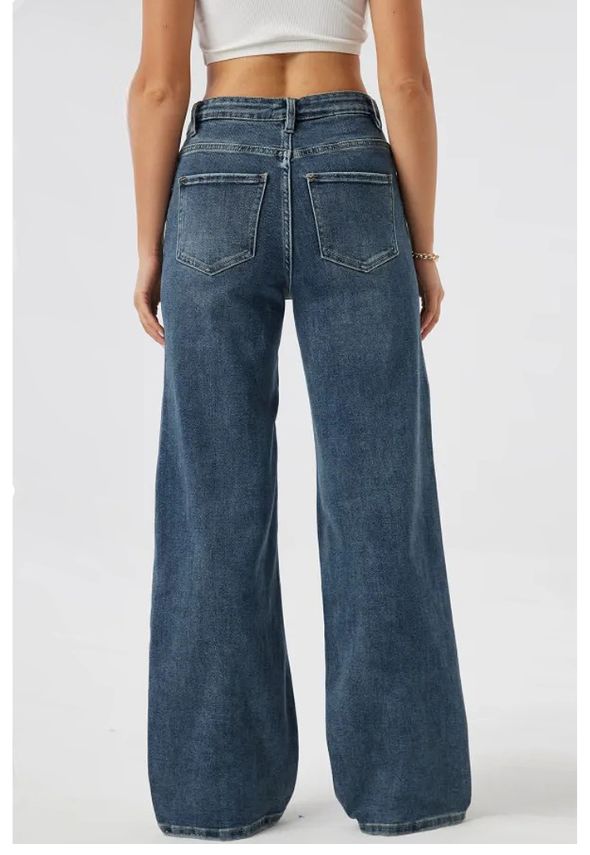 Overlap High Waist Dad Fit Jeans Stonewash