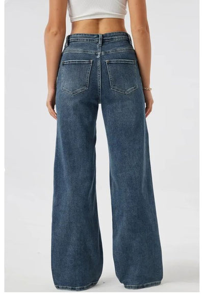 Overlap High Waist Dad Fit Jeans Stonewash
