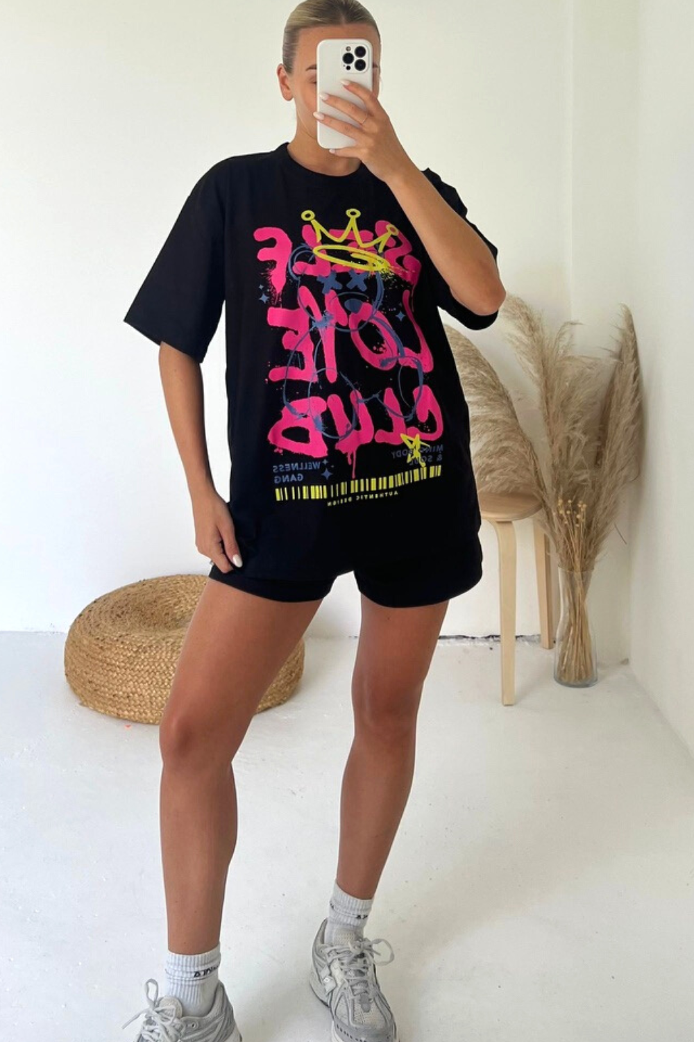 Black SELF LOVE CLUB T-SHIRT AND SHORT CO-ORD