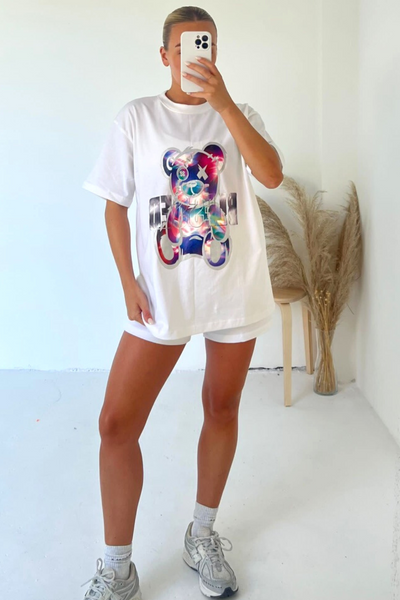 BLESSED TEDDY WHITE T-SHIRT AND SHORT CO-ORD