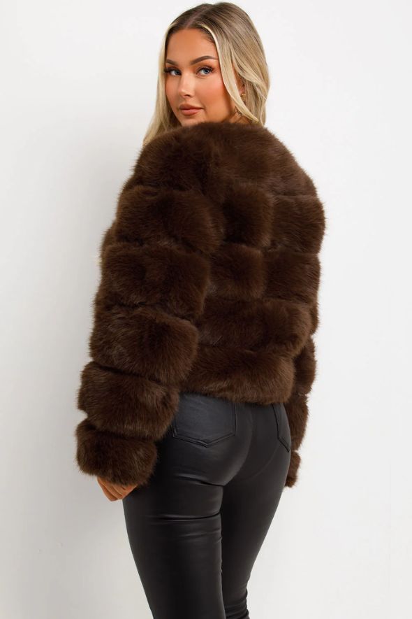 Brown Faux Fur Bubble Coat