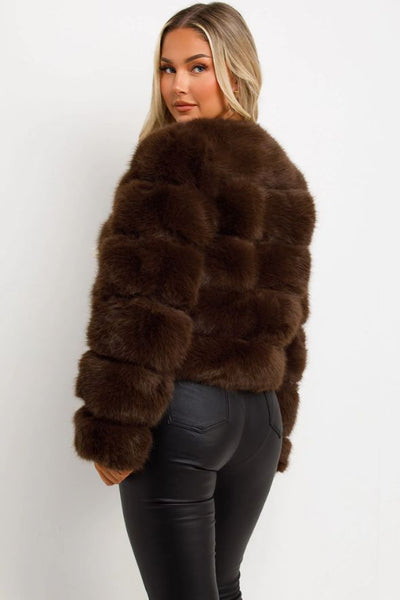 Brown Faux Fur Bubble Coat