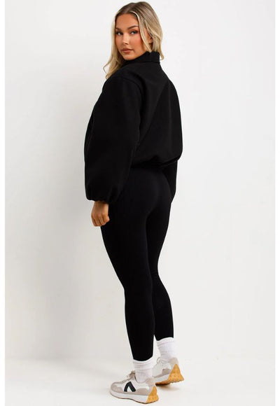 Puffed Bomber Jacket With Zip Black