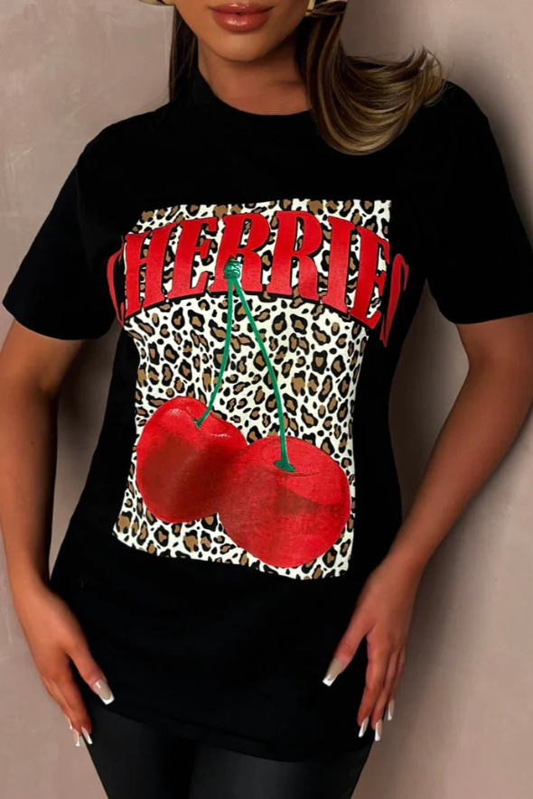 Black Cherry Leopard T-Shirt