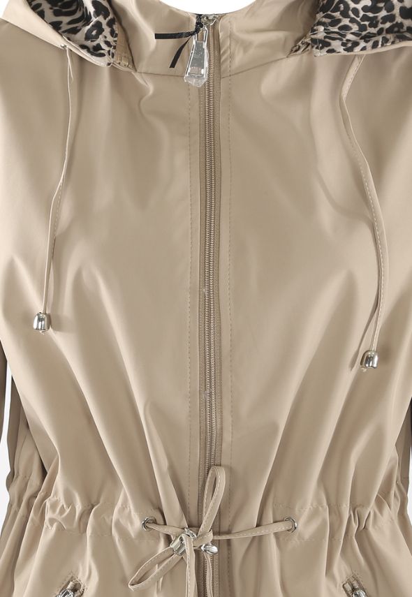 Reversible Leopard Print Raincoat Beige