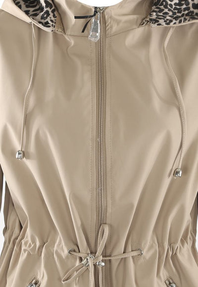 Reversible Leopard Print Raincoat Beige