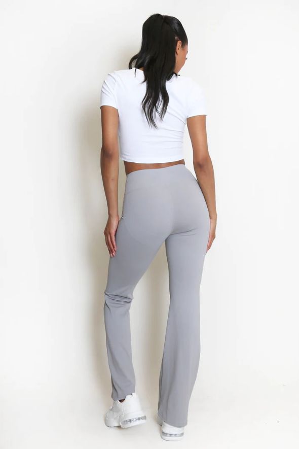 Elasticated Waist Flare Trouser - Grey