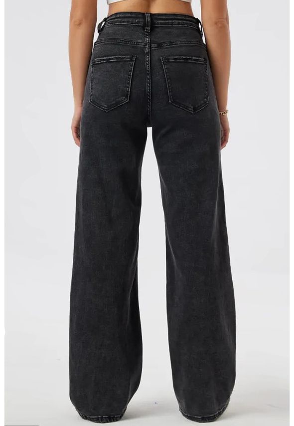 Overlap High Waist Dad Fit Jeans Faded Black