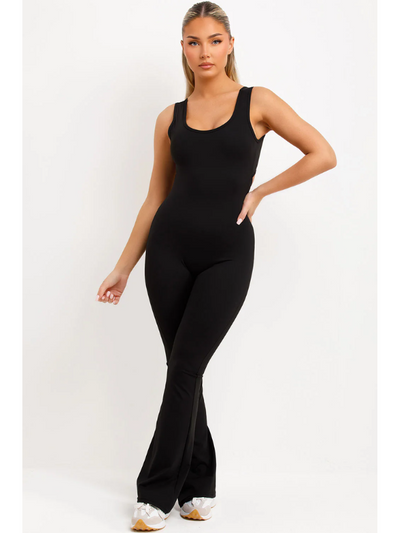 Skinny Flare Leg Jumpsuit Black