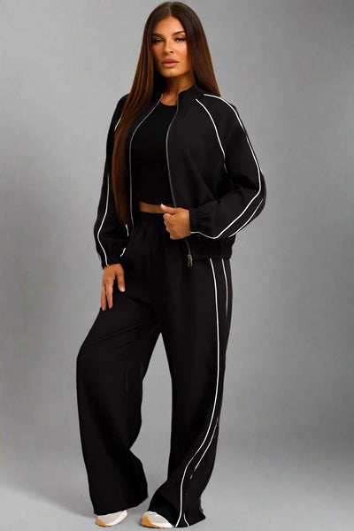 Oversized Tracksuit Jacket & Jogger Set Black