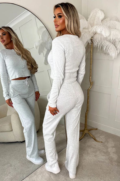 Marl Grey Ribbed Long Sleeve Co-ord Set