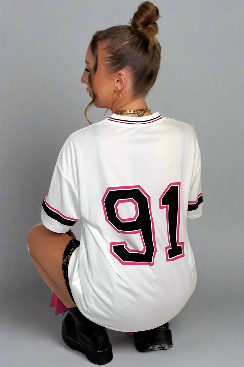 Football Jersey T Shirt With Los Angeles Print Sky White