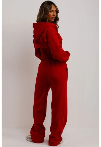 Corset Hoodie And Jogger Tracksuit Co Ord Set Red