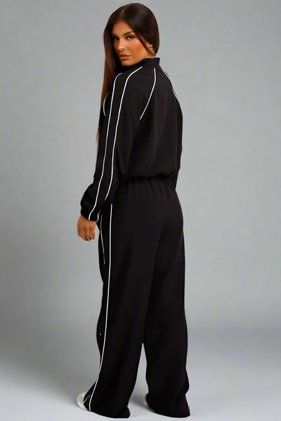 Oversized Tracksuit Jacket & Jogger Set Black