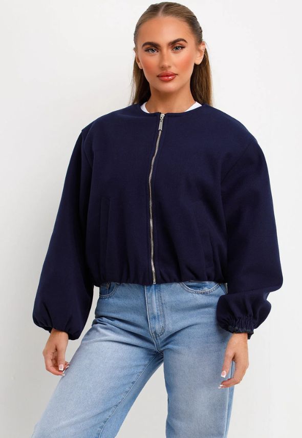 Soft Bomber Jacket Brown Navy