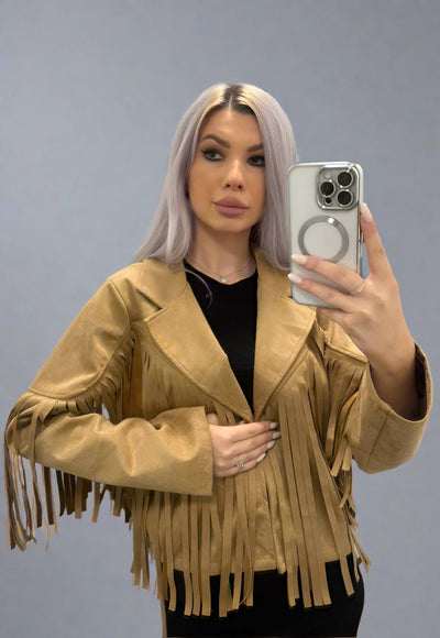 Suedette Cowboy Tassel Jacket Sand