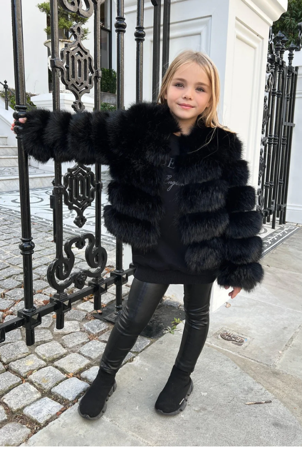 Black Childrens Faux Fur Coat