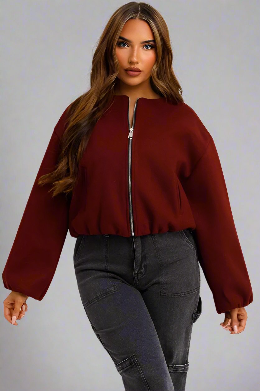 Soft Bomber Jacket Wine