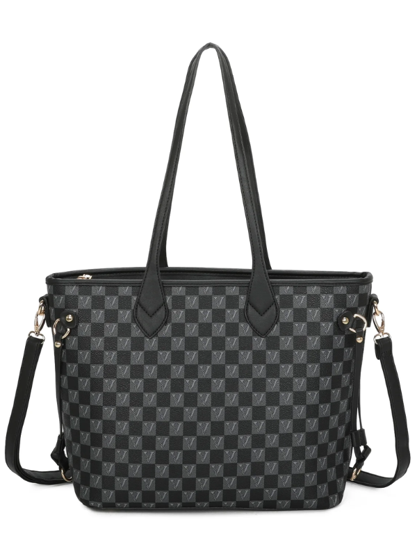 Checked Shoulder Bag Black