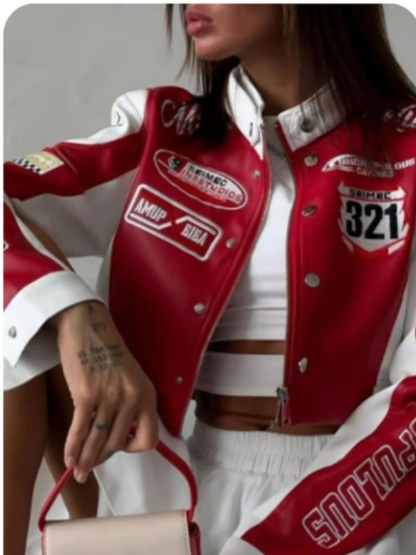 SPORTS BIKER GIRL JACKET RED