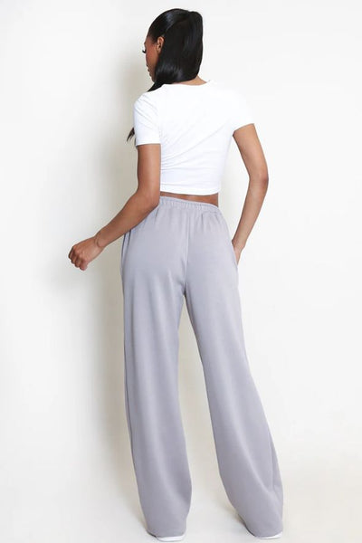 Elasticated Wide Leg Joggers- Grey