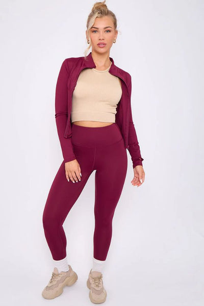 Active Top And Legging Energy Gym Set - Wine