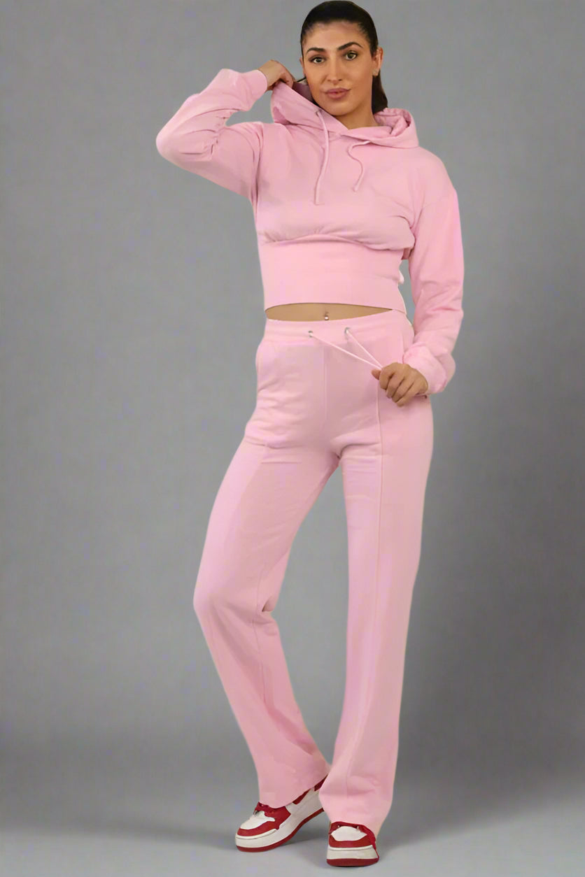 Acid Wash High Waist Tracksuit Pink