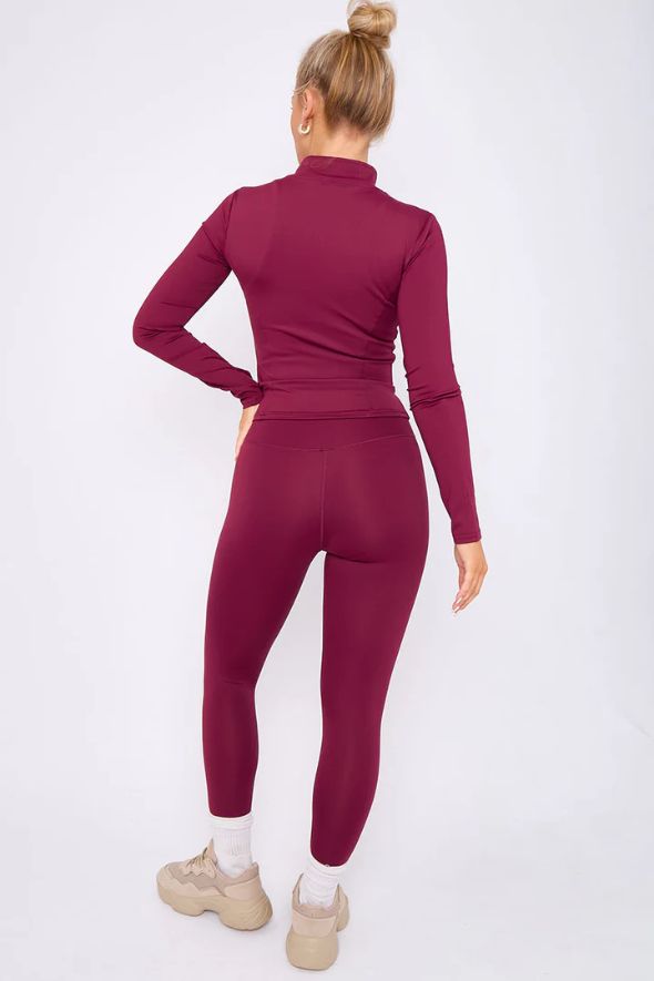 Active Top And Legging Energy Gym Set - Wine