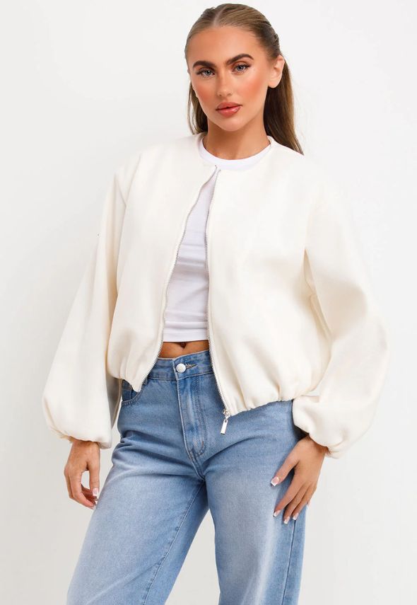 Soft Bomber Jacket Brown Cream