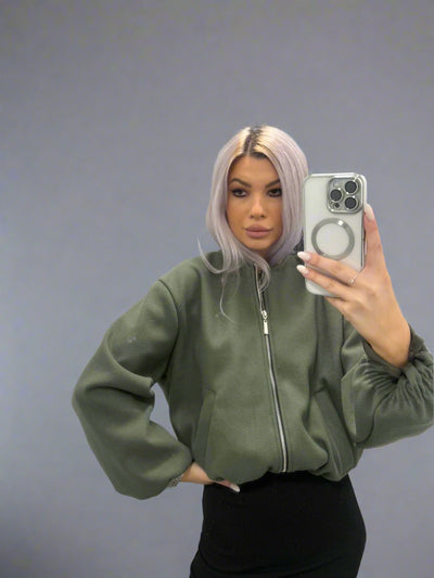 Oversized Bomber Jacket Khaki