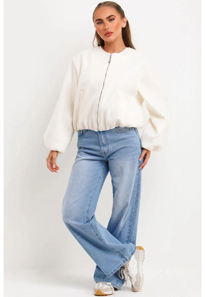 Soft Bomber Jacket Brown Cream