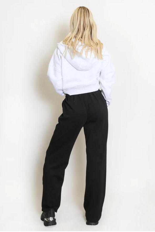 Elasticated Wide Leg Joggers- Black