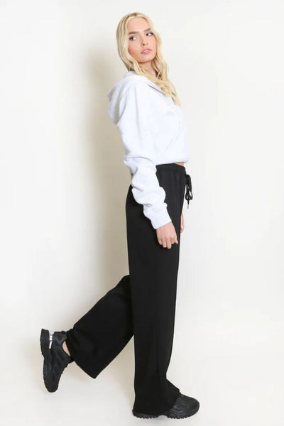 Elasticated Wide Leg Joggers- Black