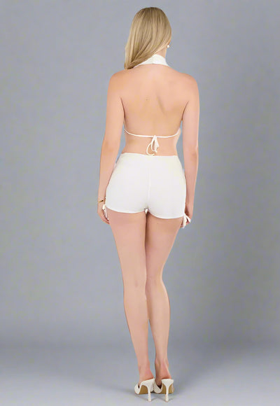 Starfish Halter-Neck Crop Top & Shorts Co-ord White
