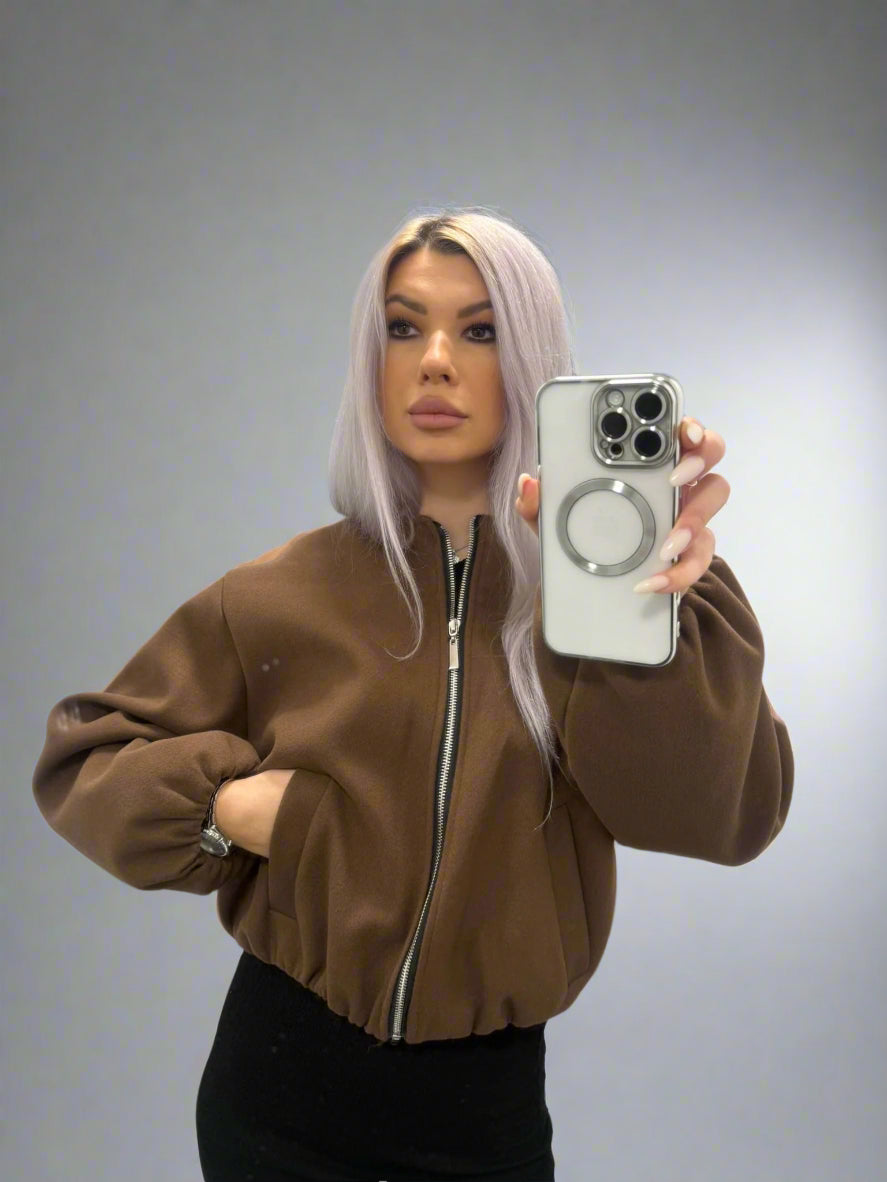 Oversized Bomber Jacket Brown