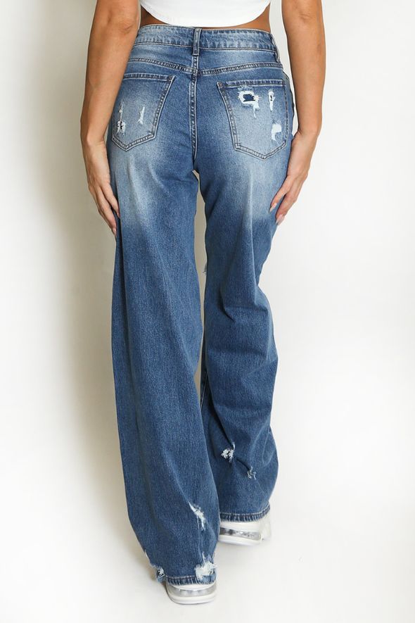 Washed Ripped Dad Fit Denim Jeans