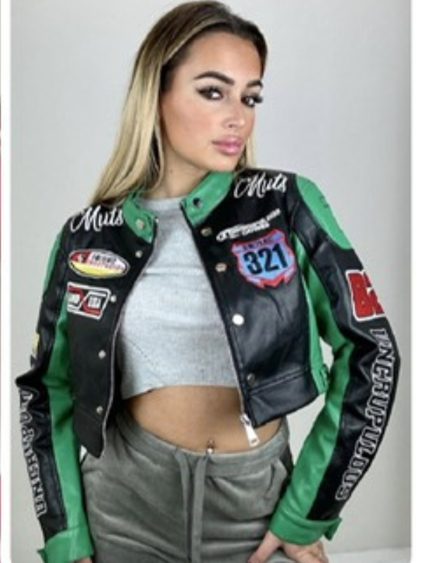 SPORTS BIKER GIRL JACKET GREEN