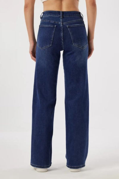 Denim Blue Wide Leg Stretch Jeans