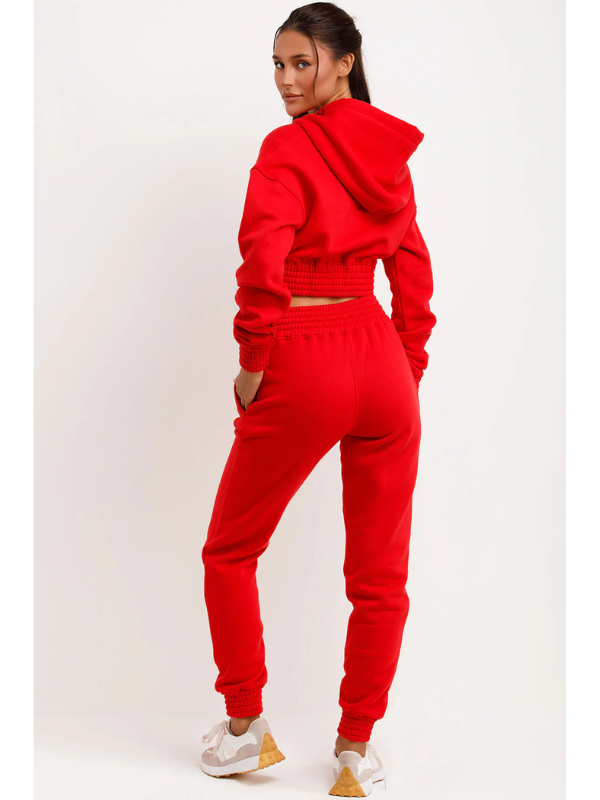 Tracksuit With Zip Front Cropped Red