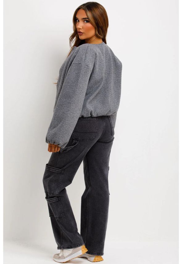 Soft Bomber Jacket Brown Grey