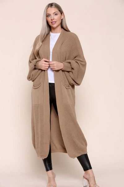 Oversize Longline Knitted Cardigan Mocha