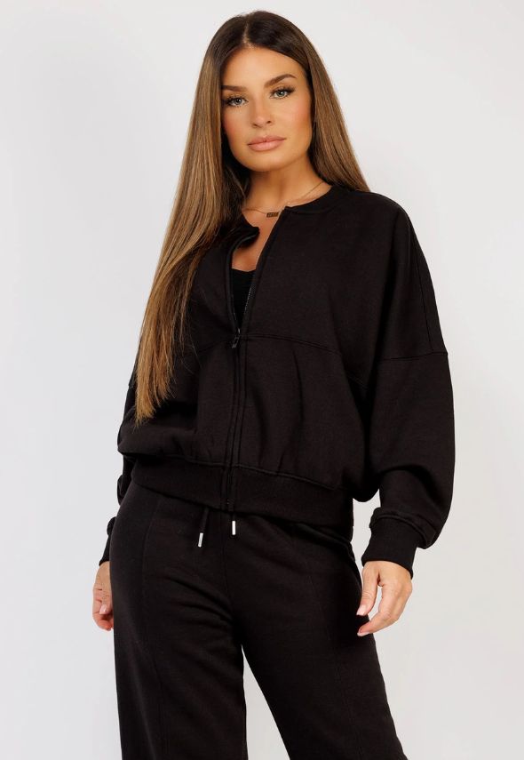 Black Fleece Bomber Wide-Leg Trousers Tracksuit