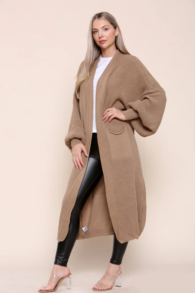 Oversize Longline Knitted Cardigan Mocha