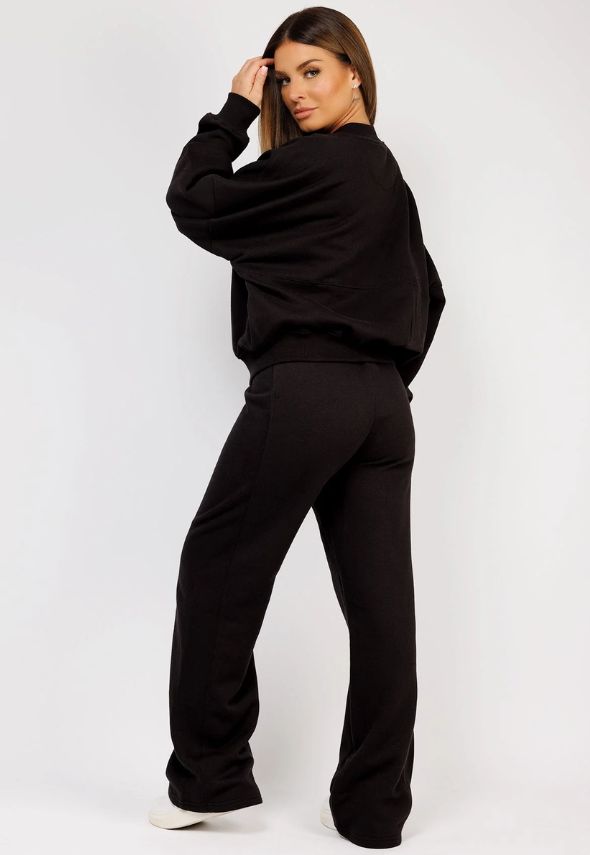 Black Fleece Bomber Wide-Leg Trousers Tracksuit